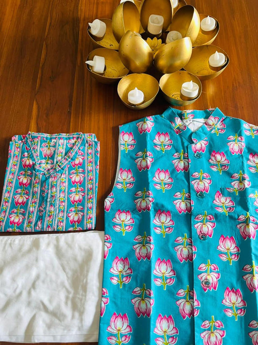 Sunehra Andaaz Kurta set with Jacket (Blue)