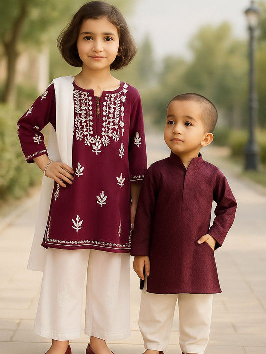 Khushnuma Chicken Kurta set with Dupatta
